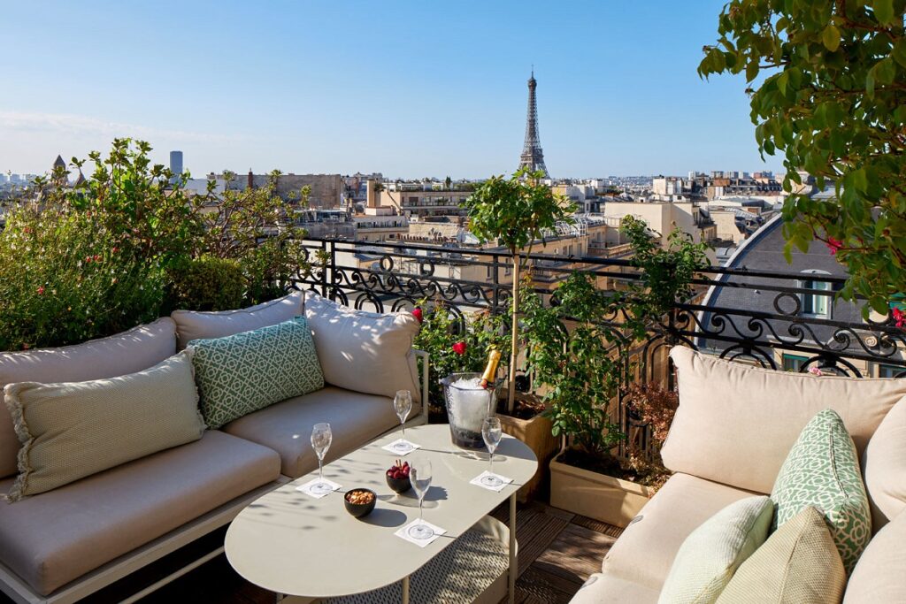 View on Eiffel tower from a terrace